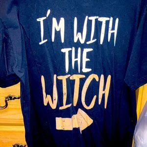 Men’s I’m with the witch Halloween shirt.